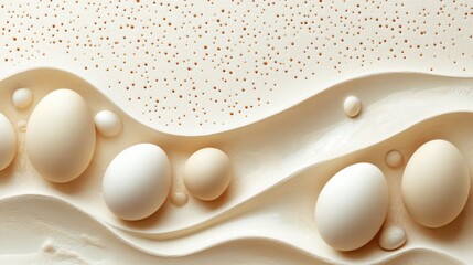 Poster - abstract background with soft ecru tones dotted design and eggshell paper texture