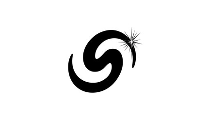 Poster - Abstract S Shape with Starburst Radiating from One Tip Minimalist Artistic Design Element.