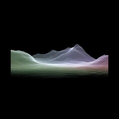 Poster - Abstract Topographic Landscape with Ghostly Mountains and Ethereal Hues Creates a Dreamlike Vista.