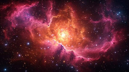 Wall Mural - a celestial river of shimmering gold and sparkling stellar bodies in an immense and shadowy universe