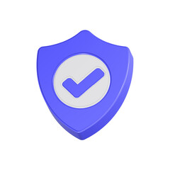 Poster - Shield checkmark secure 3d icon realistic