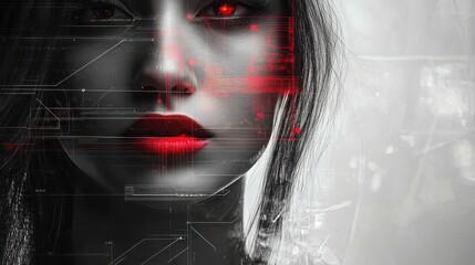 Poster - composite trend artwork sketch image collage of intelligence assistant creative device display inter