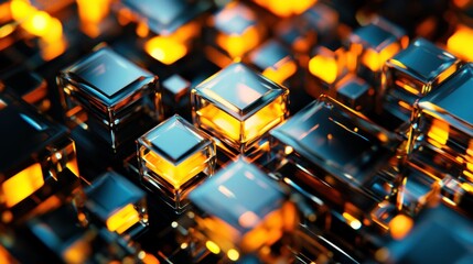 Aufkleber - Glowing geometric cubes arranged creating a futuristic technological aesthetic