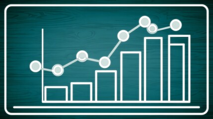 Poster - Ascending Bar Chart and Growing Line Graph on Teal Background Representing Performance Improvement.