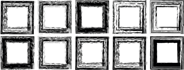 Poster - Set of grunge square frames. Dirty grunge design frames. Grunge frames for photo collage, Design elements for banner, poster, flyer, invitation, card, social networks, blog posts.