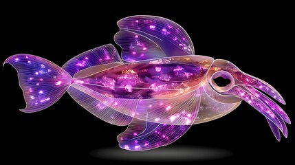 Wall Mural - bioluminescent aquatic entity a surreal underwater creature floating amidst deep sea exploration