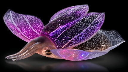 Wall Mural - bioluminescent squid marine creature underwater illumination exotic ocean life artistic design