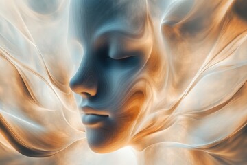 Poster - Face merging with swirling colors in an abstract and surreal composition
