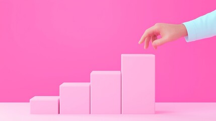 Poster - Businessman engaging with financial growth chart on digital screen, minimalist isometric workspace, soft color tones, clean lines, modern professional atmosphere