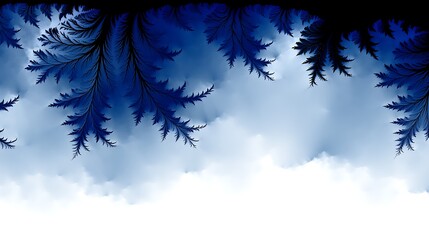 Poster - blue fractal canopy over ethereal clouds graphic artwork