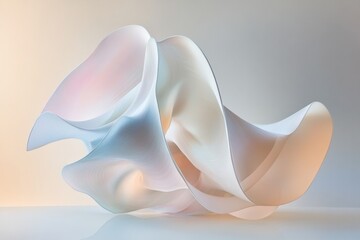 Poster - Softly flowing abstract sculpture showcasing delicate curves and pastel colors in artistic display