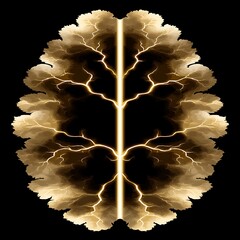 Poster - Brain Shaped Electrical Discharge Pattern Science Illustration with Symmetrical Tree Effect.