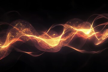 Poster - Glowing abstract waves with orange and gold colors create a dynamic visual effect