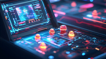 Poster - Futuristic Technology Interface Panel With Glowing Controls