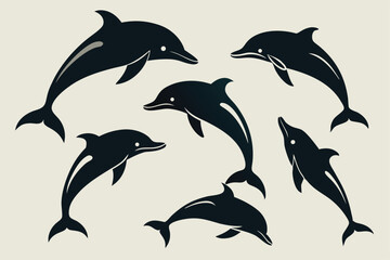  dolphin silhouette set.
