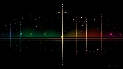 Poster - Celestial Alignment in the Starry Night Cosmic Symphony of Light and Color Abstract Design.