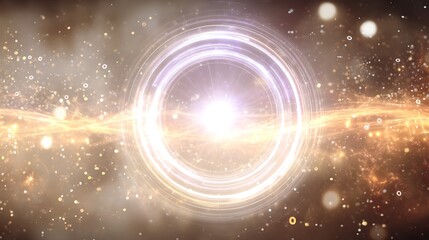 Wall Mural - Celestial Convergence Elegant Light Rings Shine Amidst Starfield Dynamic Space Phenomenon Artistic