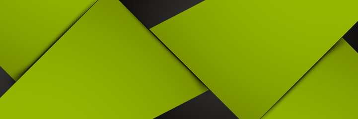 Poster - Green and Black Abstract Geometric Background with Overlapping Layers
