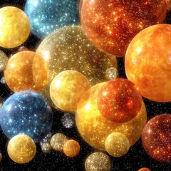 Poster - Celestial Orbs Swirling Galactic Universe A Dance of Cosmic Bodies in the Vast Expanse of Outer Space.