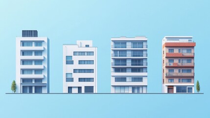 Poster - Minimalistic architecture facades blue background