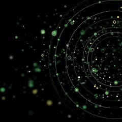 Poster - circular data stream visualization with green points and lines on a black abstract background.