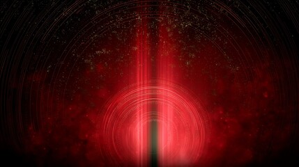 Poster - Circular Red Energy Emanation Cosmic Spherical Radiance Abstract Design Power Futuristic Portal
