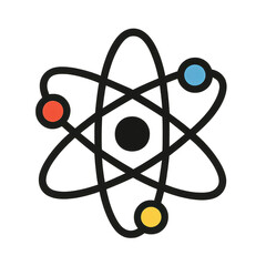 Poster - Simple Atomic Illustration with Cutout Design and Colorful Elements