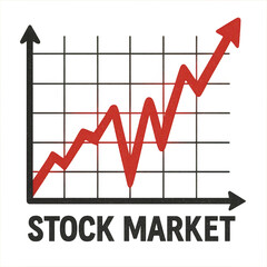 Poster - Stock Market Graph Showing Growth Trend with Red Arrow and Grid