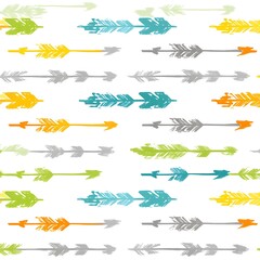 Poster - Colorful Tribal Arrow Pattern Rustic Artistic Design with Dynamic Strokes and Playful Vibe.