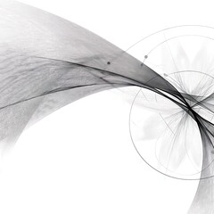 Poster - complex abstract geometry with fine line texture and circular elements on a light background
