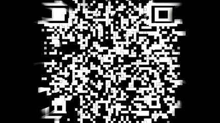 Poster - Complex Matrix Code Abstraction with Squares in Minimalist Style Black and White Composition.