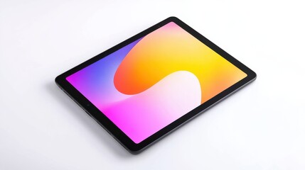 Poster - 3D brandless tablet with empty screen isolated on white background
