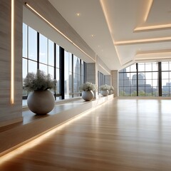 Poster - Contemporary Interior with Spherical Vases in a Modern Architecture Setting.