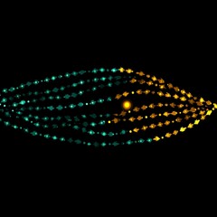 Poster - Converging Fish Schools Flowing in Stream of Yellow and Teal Underwater Dynamic Abstract Design.