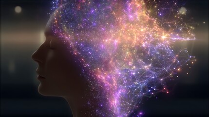 Poster - Cosmic Mind Visualization Artistic Representation of Human Intellect and Consciousness