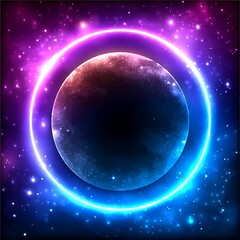Poster - Cosmic Sphere with Glowing Halo Space Scene Illustration Art Colorful Nebula and Stars Background
