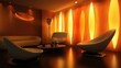 © embun - A modern illuminated living room has stylish seating arrangements