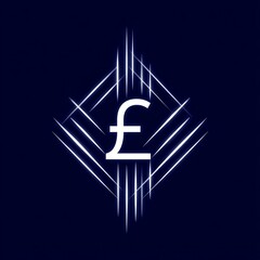 Poster - currency symbol framed in diamond shape geometric lines futuristic aesthetic financial concept.