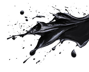 Wall Mural - Dynamic black paint splash high-resolution artistic isolated on transparent background