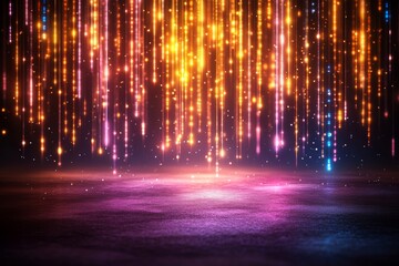 Poster - Pink and purple lights in an abstract digital landscape produce a look that is reminiscent of a futuristic scene