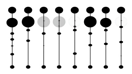 Poster - Diminishing Transparency Series of Circles and Ellipses Aligned Vertically Artistic Visualization.