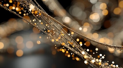 Poster - Elegant Golden Strands of Light and Bokeh Harmony in Abstract Fine Art Photography.