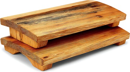 Poster - Elegant Two Tiered Wooden Display Stand Rustic Design Natural Wood Grain Warm Tones Horizontal