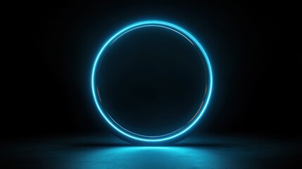 Aufkleber - A glowing blue circle illuminated against a black background