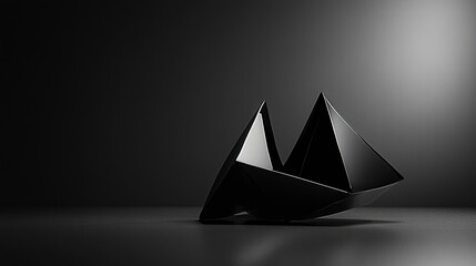 Aufkleber - A dark abstract geometrical sculpture sits on a surface