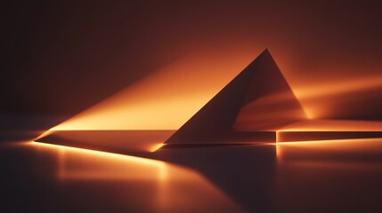 Aufkleber - Abstract geometric shapes illuminated by a warm orange lighting effect