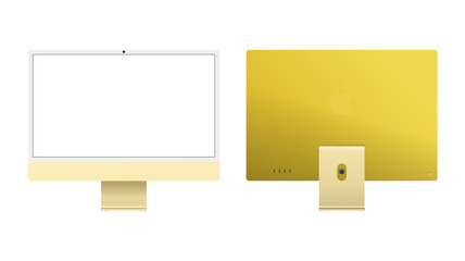 Wall Mural - Vector illustration of computer devices including desktop PC, keyboard, and mouse. Ideal for tech presentations, IT services, digital workspace designs, and electronic device infographics.