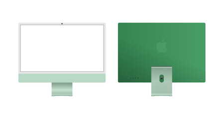 Wall Mural - Vector illustration of computer devices including desktop PC, keyboard, and mouse. Ideal for tech presentations, IT services, digital workspace designs, and electronic device infographics.