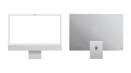 Wall Mural - Vector illustration of computer devices including desktop PC, keyboard, and mouse. Ideal for tech presentations, IT services, digital workspace designs, and electronic device infographics.