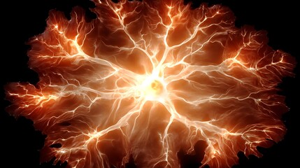 Wall Mural - energetic burst fractal design illuminated light trails abstract concept glowing art dark backdrop.